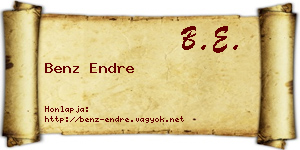 Benz Endre névjegykártya